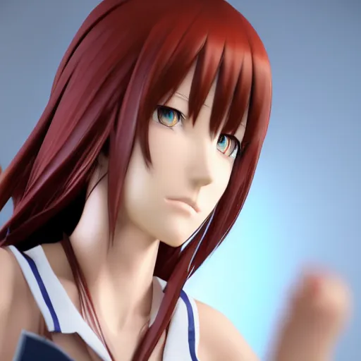 Prompt: makise kurisu, 3d rendered