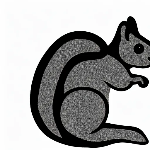 Image similar to black and white outline of a squirrel with a white background