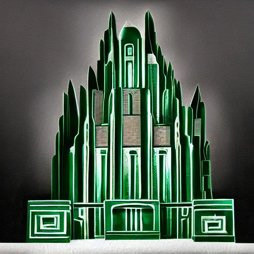 Image similar to “ emerald tower art deco money cathedral ”