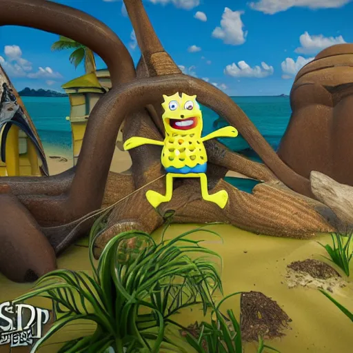 Image similar to spongebob bikini bottom, intricate detail, hieronymous bosch, whealan, hd, unreal engine