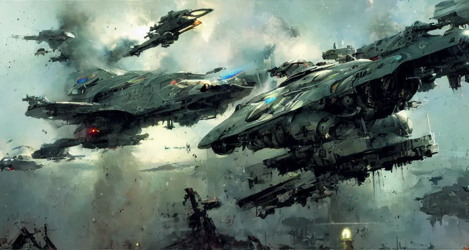 Image similar to battle spaceship, by jeremy mann, john berkey.