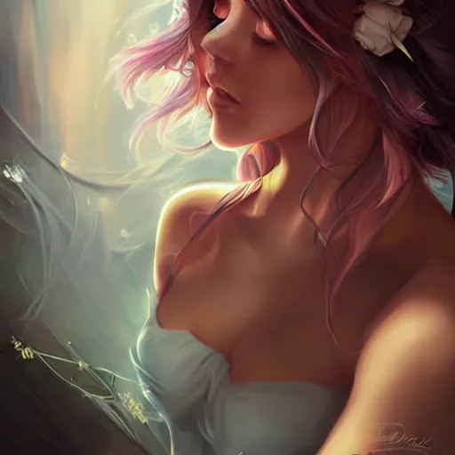 Prompt: love at first sight, digital art, artgerm