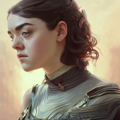 Image similar to ultra realistic illustration, maisie williams, intricate, elegant, highly detailed, digital painting, artstation, concept art, smooth, sharp focus, illustration, art by artgerm and greg rutkowski and alphonse mucha