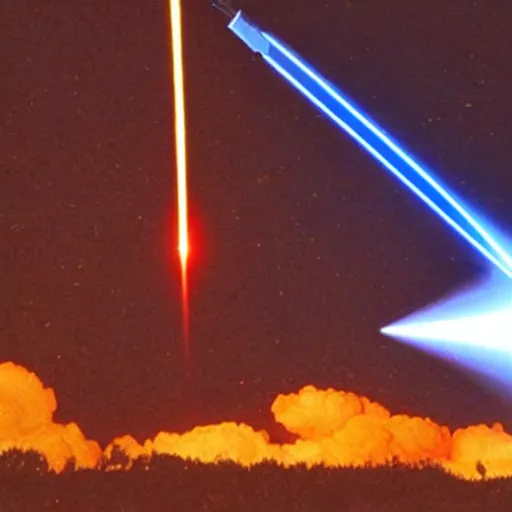 Prompt: a laser beam shoot down a missile
