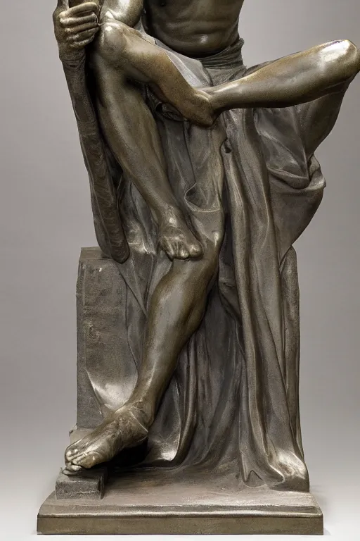 Image similar to Une statue monumentale en plein-pied de Gandalf, bronze poli, fonte à la cire perdue, Collection du Musée du Louvre