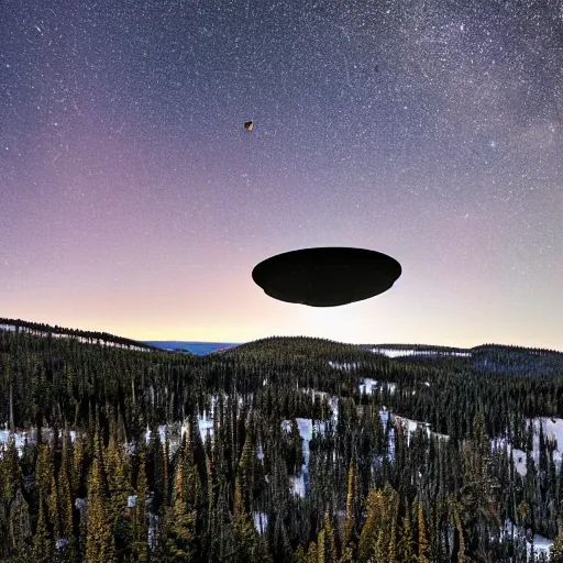 Prompt: a ufo spotted in the sky in the canadian rockys, 4k, high detail, high-resolution photograph, professional photography, ultra-detail