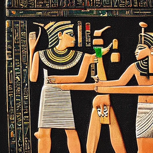 Image similar to egyptian gods playing on their iphones, smooth, sharp focus