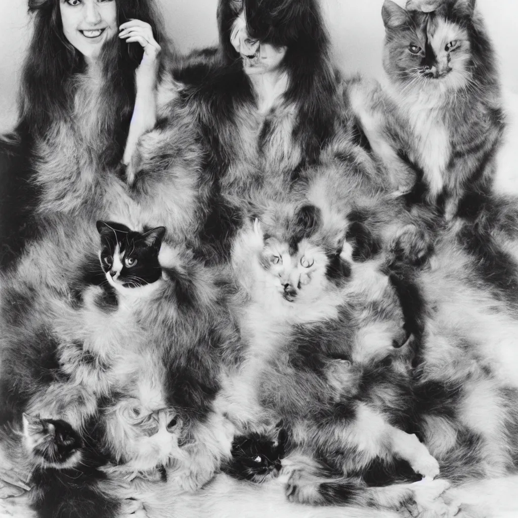 Image similar to 70s cat lady