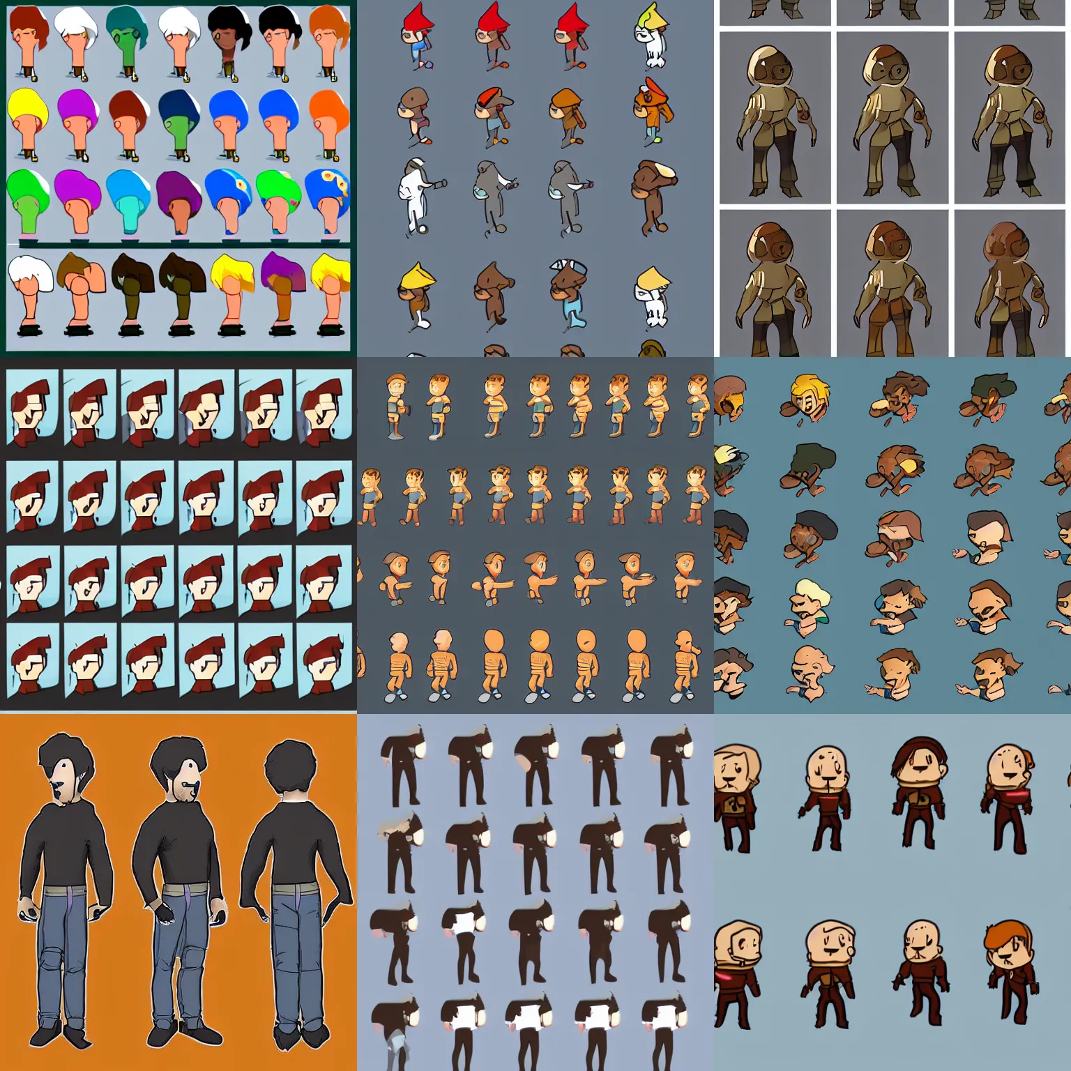 Prompt: animation sprite sheet, walking character