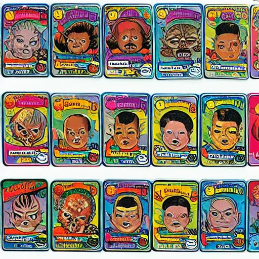 Prompt: Garbage Pail Kids cards