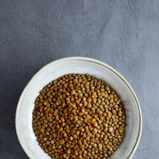 Image similar to a bowl of lentils with tilda swinton face