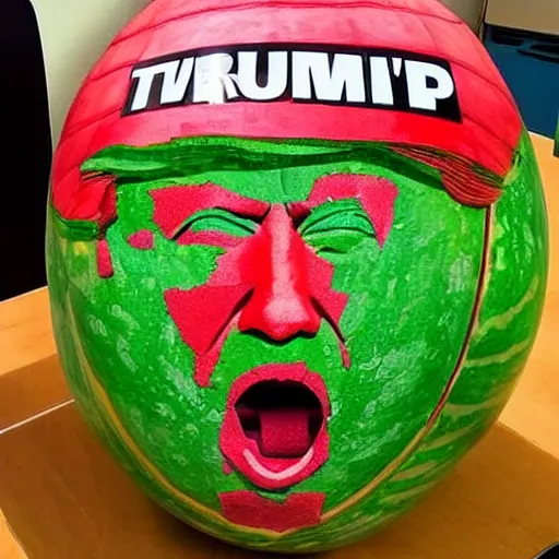 Image similar to watermelon carving of donald trump's face