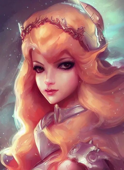 Image similar to beautiful portrait of a gorgeous knight who looks like Princess Peach , character design by Ross Tran, artgerm detailed, soft lighting