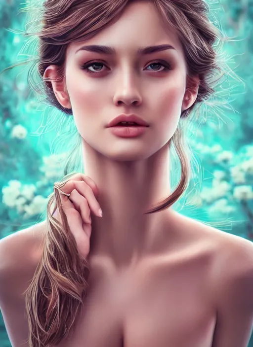 Prompt: a gorgeous female, photo by oliver valsecchi, realistic, smooth face, perfect eyes, symmetrical, half body shot, wide angle, sharp focus, 8 k high definition, insanely detailed, intricate, elegant, art by artgerm, cherry blossoms