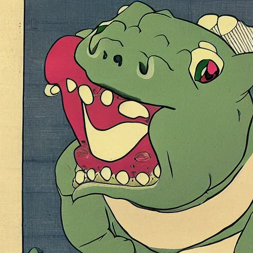 Image similar to Beautiful Ukiyo-e painting of a bulbasaur