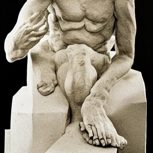 Image similar to full body, sigmund freud sculpture by auguste rodin