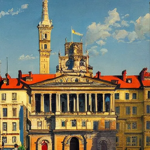 Image similar to rutkowski and similar styles artwork of civilisation. its people were said to be wise and just, and their city was a beautiful place full of wonderful buildings and treasures.