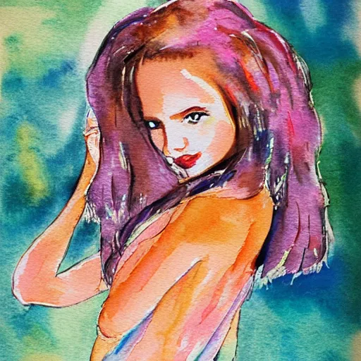 Image similar to pretty girl, water color,