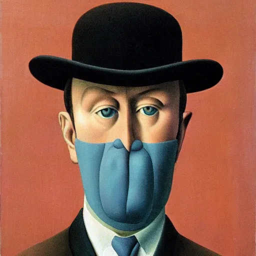 Prompt: A portrait by René Magritte