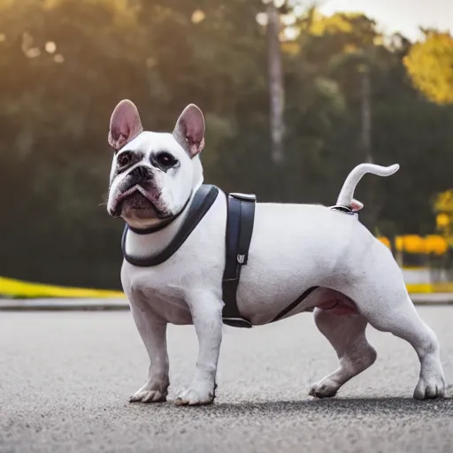 Image similar to Gray and white bully dog riding a motorcycle