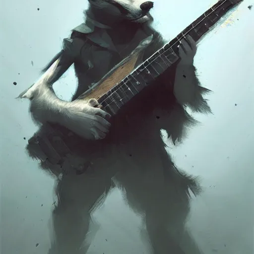 Image similar to badger touch guitar , digital Art, Greg rutkowski, Trending cinematographic artstation