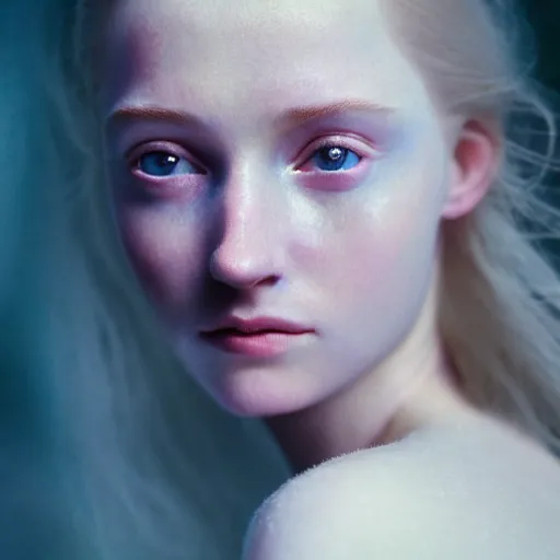 Image similar to photographic portrait of a stunningly beautiful english renaissance female in soft dreamy light at sunset, frozen forest, soft focus, contemporary fashion shoot, in a denis villeneuve and tim burton movie, by edward robert hughes, annie leibovitz and steve mccurry, david lazar, jimmy nelsson, extremely detailed, breathtaking, hyperrealistic, perfect face, octane render