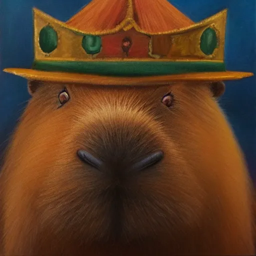 Image similar to oil painting of a capybara dressed as a king, detailed, portrait