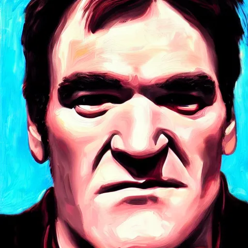 Image similar to an artistic portrait of quentin tarantino, oil painting