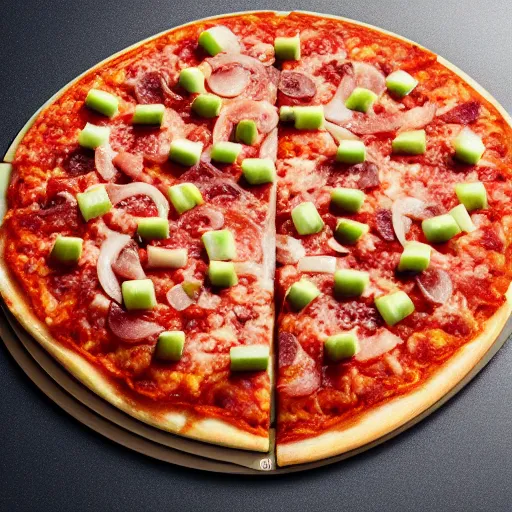 Image similar to Frozen Pizza with Hamburger,new product by Dr.Oetker,promotional picture,studio lighting,high quality