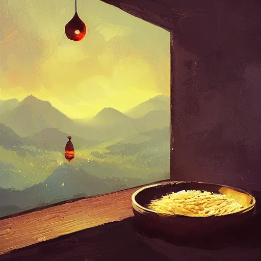 Image similar to a bowl of rice, by anato finnstark, by alena aenami, by john harris, by ross tran, by wlop, by andreas rocha