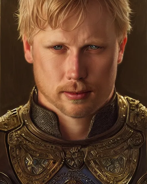 Image similar to handsome arthur pendragon portrait, highly detailed, very intricate, cinematic lighting, closeup painted portrait, by donato giancola and rossdraws and magali villenueve, featured on artstation