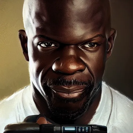 Image similar to “Portrait of Terry Alan Crews by Greg Rutkowski, young, manly, attractive, strong, older brother vibes, highly detailed portrait, scifi, digital painting, artstation, concept art, smooth, sharp foccus ilustration, Artstation HQ”