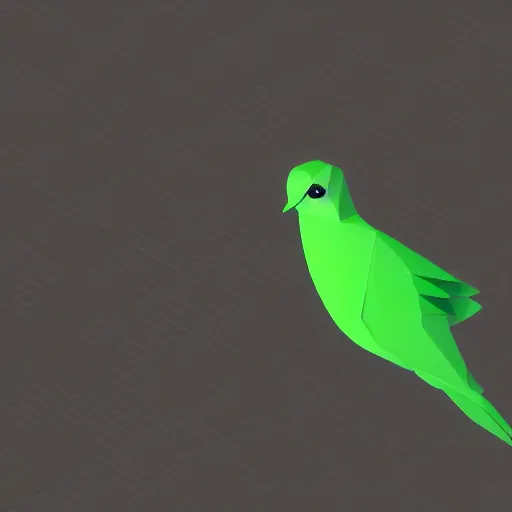 Image similar to a green dove, black background, isometric, vector, low poly, cgsociety, volumetric lighting, digital art