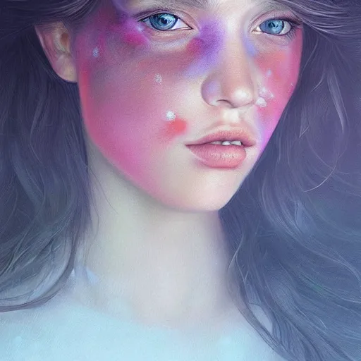 Image similar to flower pedals face hyperrealistic portrait, photo realistic, poster, artstation, volumetric lighting, digital art, very detailed face by magali villeneuve