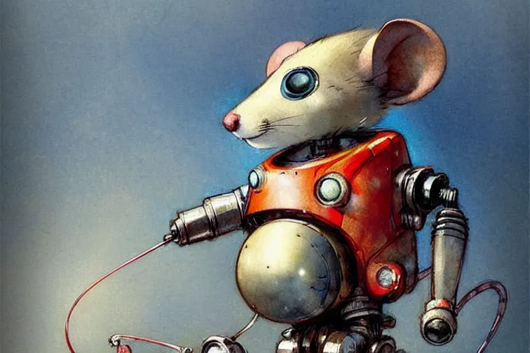 Image similar to adventurer ( ( ( ( ( 1 9 5 0 s retro future robot mouse explorer vehical. muted colors. ) ) ) ) ) by jean baptiste monge!!!!!!!!!!!!!!!!!!!!!!!!! chrome red