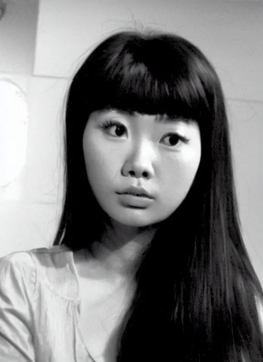 Prompt: a close up portrait film still of a 2 1 year old vietnamese actress from a year nineteen - seventy - two italian giallo film about furbys.