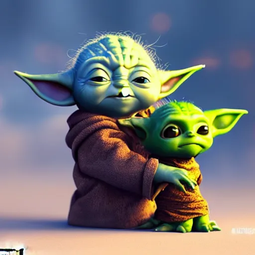 Prompt: baby yoda ( 2 0 2 1 ) and baby groot ( 2 0 1 7 ) are friends. photorealistic, digital art, epic fantasy, dramatic lighting, cinematic, extremely high detail, cinematic lighting, trending, artstation, cgsociety, 3 d ue 5, 4 k, hq