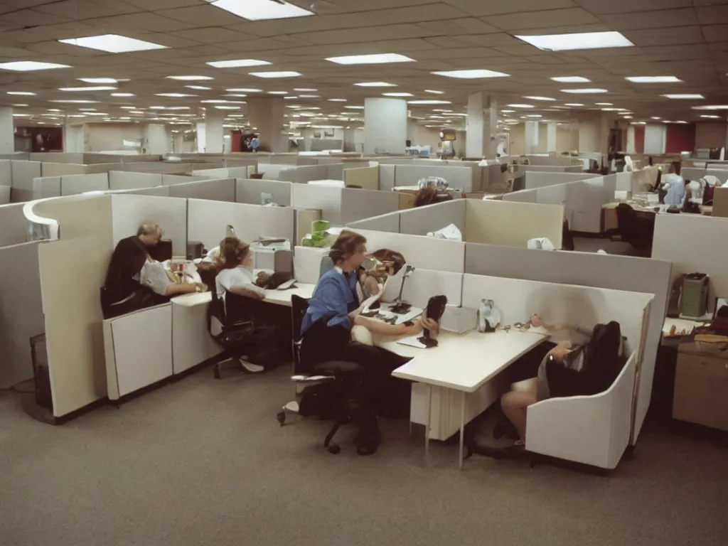 Image similar to coffee break in 90s cubicle office