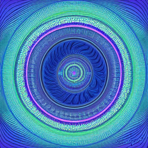 Prompt: digital art, recursion, fractal sphere, blue colors