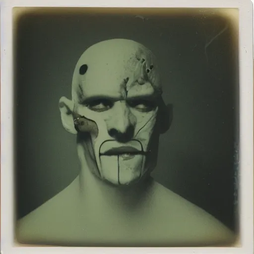 Image similar to a man with subtly distorted facial features, creepy, scary, nightmare fuel, distressing, unsettling, uncanny valley!!!, old polaroid, expired film,