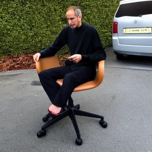 Prompt: steve jobs as an apple chair