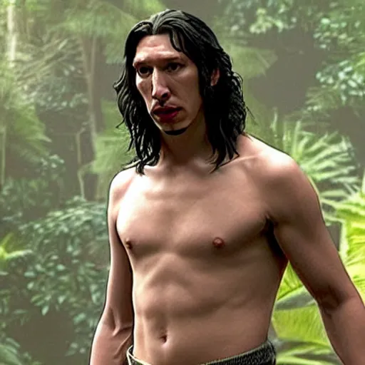 Prompt: adam driver as tarzan