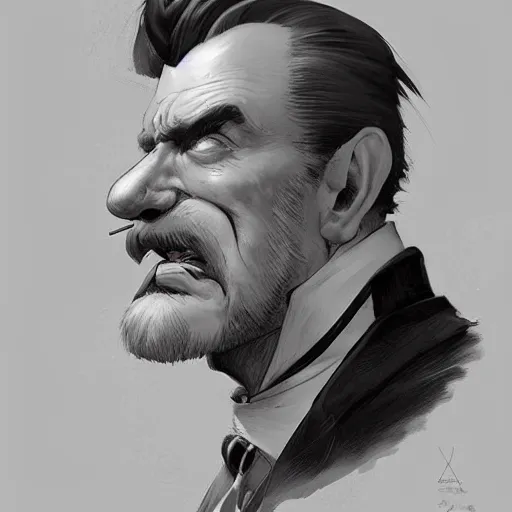 Prompt: distinguished gentleman with electrified walking cane, portrait, behance hd artstation, style of jesper ejsing