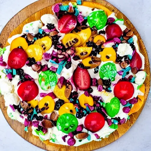 Prompt: ice cream pizza salad