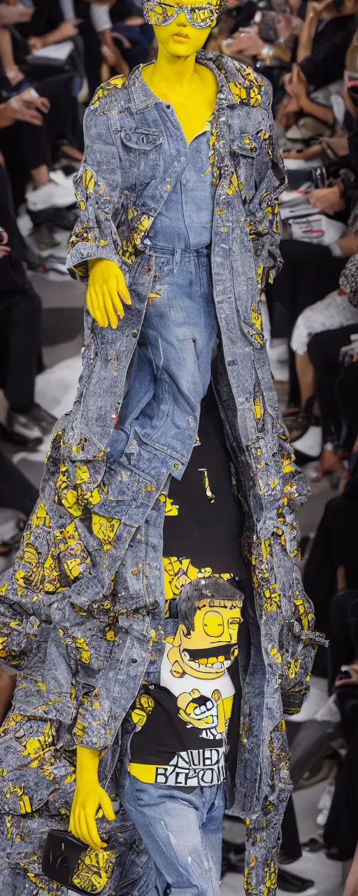 Image similar to hyperrealistic and heavy detailed balenciaga runway show of bart simpson , Leica SL2 50mm, vivid color, high quality, high textured