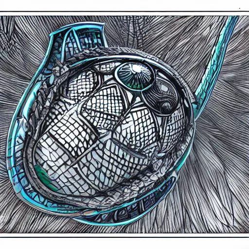 Prompt: a very detailed color drawing of fantasy dragon egg on a black background, cyberpunk digital art