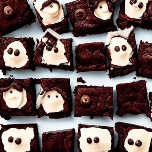 Image similar to a bunch of brownies that forms to look like robert downey