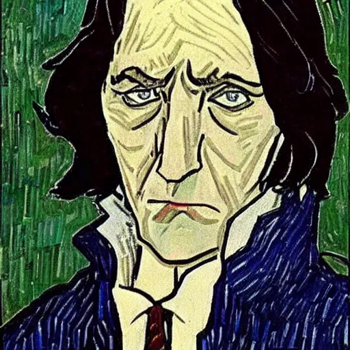 Image similar to highly detailed Professor Snape in Harry Potter, by Van Gogh