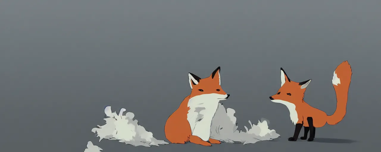 Image similar to a fox wearing a black trench - coat, goro fujita, studio ghibli, rim light, ominous lighting, clear focus, very coherent,