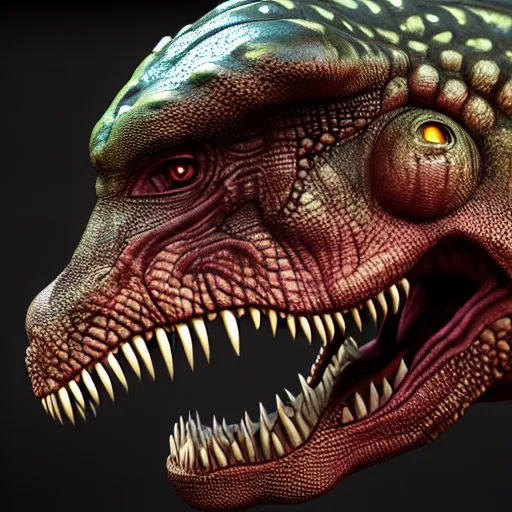 Image similar to a t-rex as an ophidian alien, photorealistic, octane render, !!!coherent like Dall-E 2!!!, award-winning